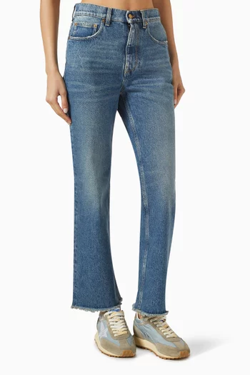 Deryn Cropped Flared Jeans in Denim