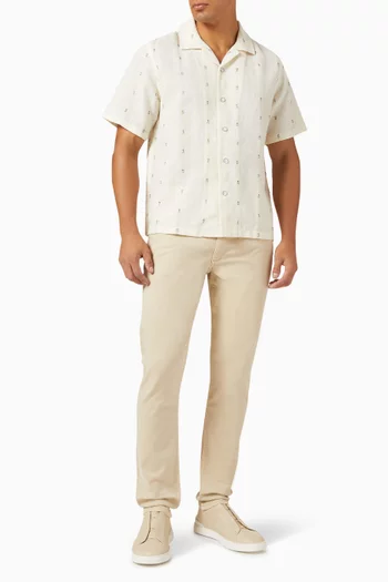 Avery Embroidered Shirt in Linen-blend
