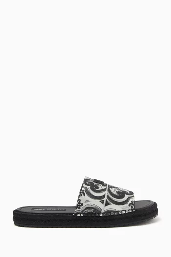 Majolica-print Espadrille Sandals in Canvas