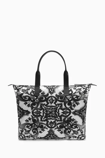 Tote Bag in Majolica-printed Nylon