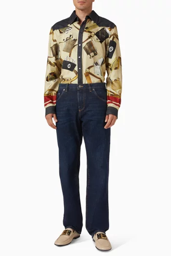 بنطال جينز بقصة ساق مستقيمة دينم