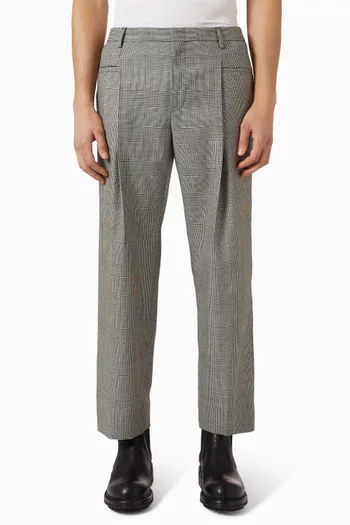 Glen Slim-fit Plaid Pants in Wool