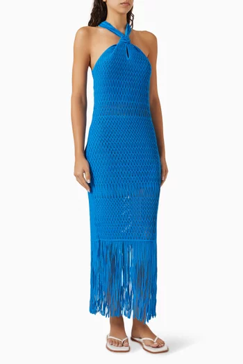 Sanchez Fringe Knit Dress in Rayon Blend