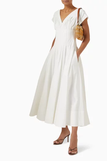Nina V-neck Dress in Cotton Faille
