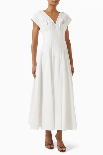Nina V-neck Dress in Cotton Faille