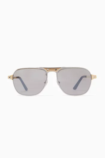Love Aviator Sunglasses in Metal