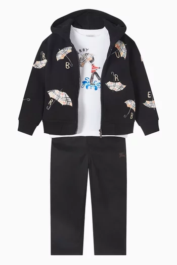 Check Umbrella Zip Hoodie in Cotton