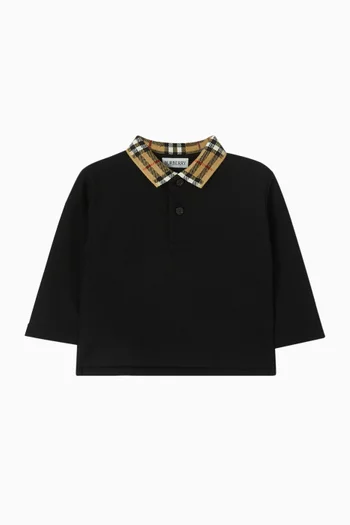 Check-collar Polo Shirt in Cotton-pique