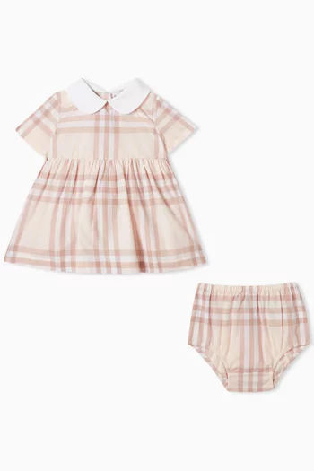 Check Dress & Bloomers in Poplin