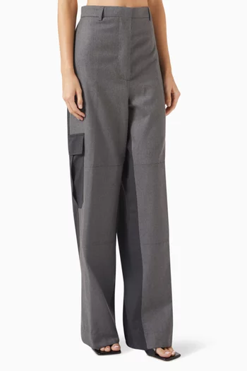 Panelled Cargo Pants in Wool