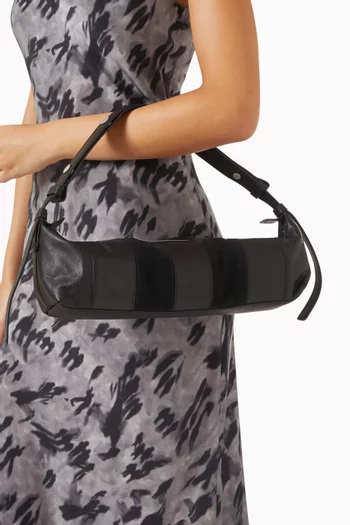 Snap Baguette Shoulder Bag in Nappa & Suede