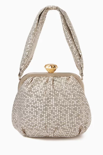 Honeycomb Bella Top-handle Bag in Woven Fabric
