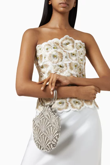 Scallops Pearl-embellished Flapper Clutch