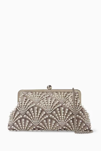 Scallops Classic Clutch in Woven Fabric