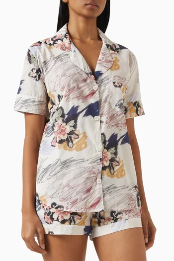 Pyjama Shirt & Shorts Set in Organic Cotton