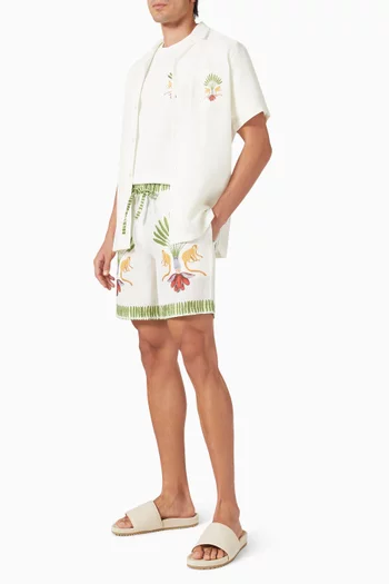 شورت برمودا بطبعة تيتي كتان