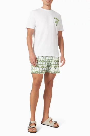 تي شيرت بنقشة بالمار وجيب قطن جيرسيه