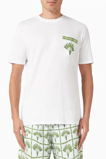 تي شيرت بنقشة بالمار وجيب قطن جيرسيه