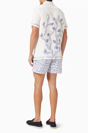 قميص بطبعة تيمور كتان