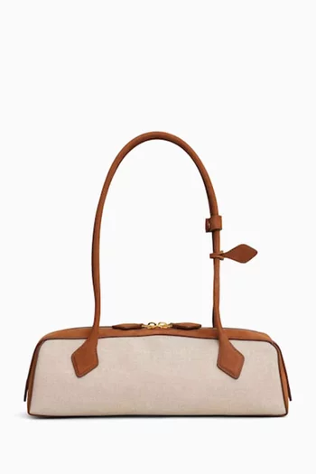 Medium Le Teckel Shoulder Bag in Canvas & Suede