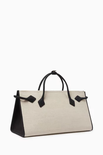 Medium Le Teckel Tote Bag in Canvas & Leather