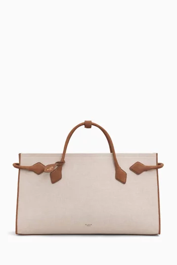 Small Le Teckel Tote Bag in Canvas & Leather