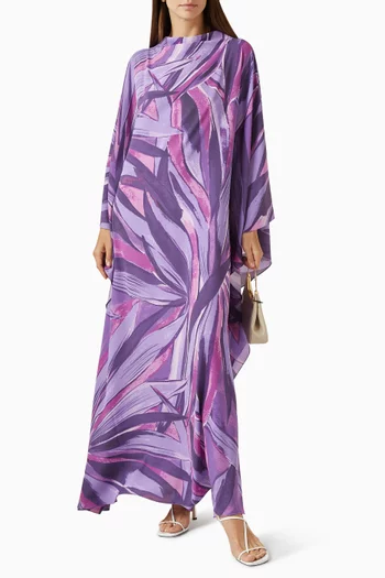 Turtleneck Printed Kaftan in Chiffon