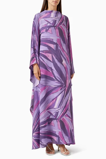 Turtleneck Printed Kaftan in Chiffon