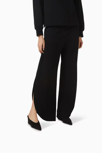 حذاء مفتوح من الخلف بكعب ويدج مكعب 75 مم شمواه جلد ماعز