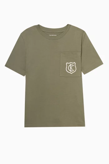 Crest Logo Pocket T-shirt in Cotton Jersey