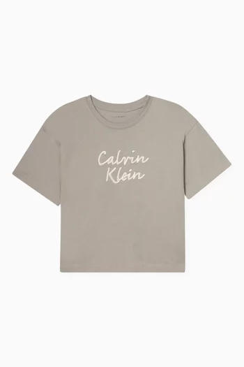 Logo Boxy T-shirt in Cotton Jersey