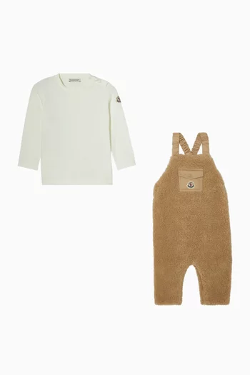 Shearling Dungarees & T-shirt Set