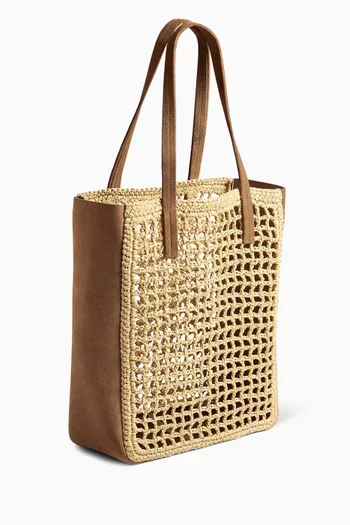 Small Zoe Tote Bag in Raffia & Suede