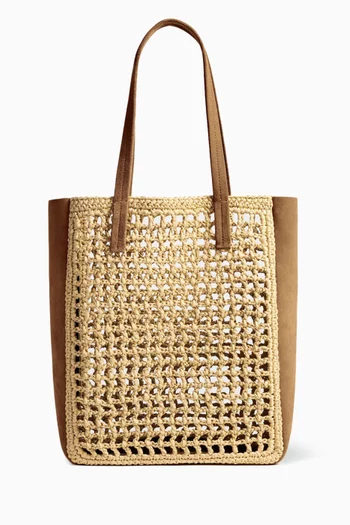 Small Zoe Tote Bag in Raffia & Suede