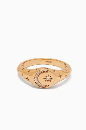 Cosmic Signet Ring in 18kt Gold-plated Sterling Silver