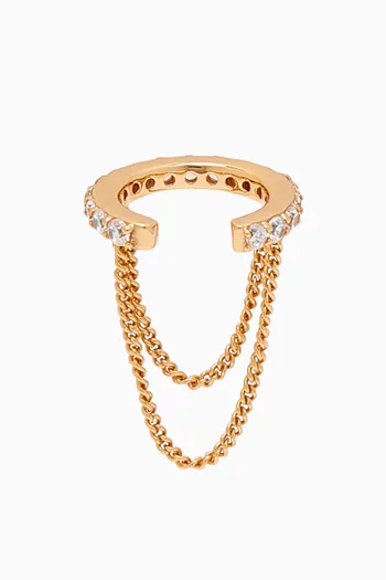 Crystal Chain Single Ear Cuff in 18kt Gold-plated Sterling Silver