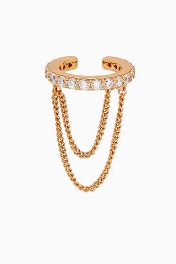 Crystal Chain Single Ear Cuff in 18kt Gold-plated Sterling Silver