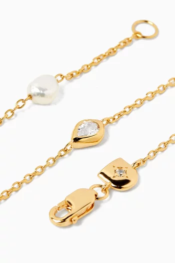 Pearl & Crystal Bracelet in 18kt Gold-plated Sterling Silver