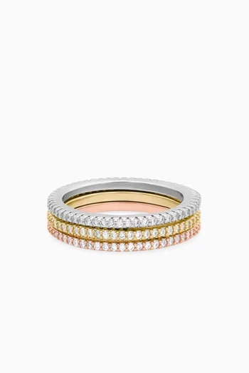 Gaia Pave Rings in Gold & Silver-plated Brass, Set of 3