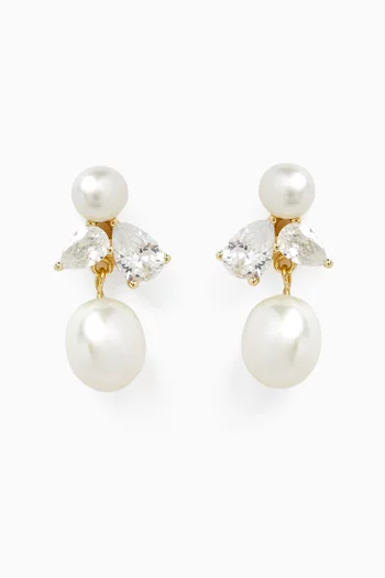 Cecillia Pearl Earrings in 14kt Vermeil Sterling Silver