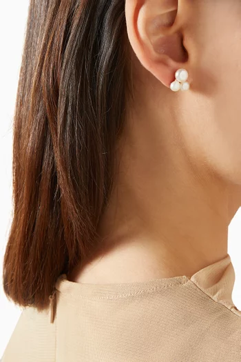 Trinity Pearl Studs in 14kt Vermeil Sterling Silver