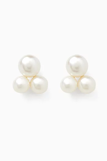 Trinity Pearl Studs in 14kt Vermeil Sterling Silver
