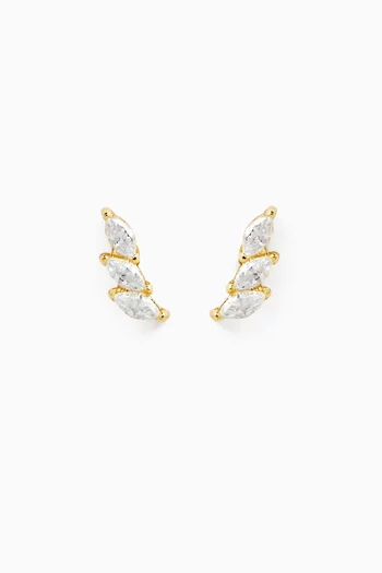 Petite Kamila Pave Stud Earrings in 14kt Gold-plated Brass