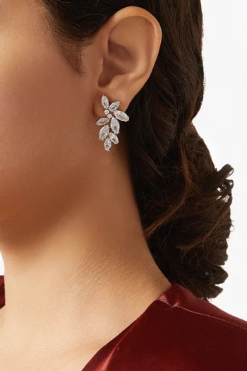 أقراط فولين صغيرة بتصميم ورق شجر فضة إسترلينية