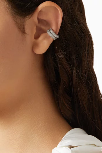 Micro Pave Ear Cuff in Silver-plated Brass, Set of 2