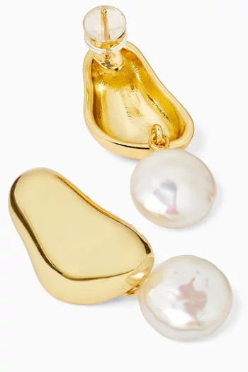Carter Pearl Drop Earrings in 14kt Gold-plated Brass