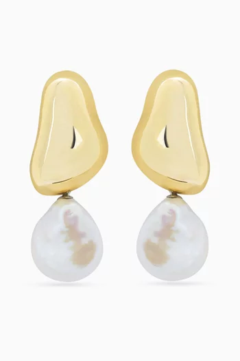 Carter Pearl Drop Earrings in 14kt Gold-plated Brass
