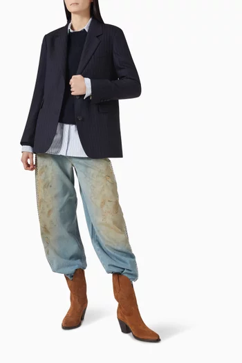 Pinstripe Blazer in Cotton-wool