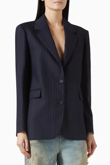 Pinstripe Blazer in Cotton-wool