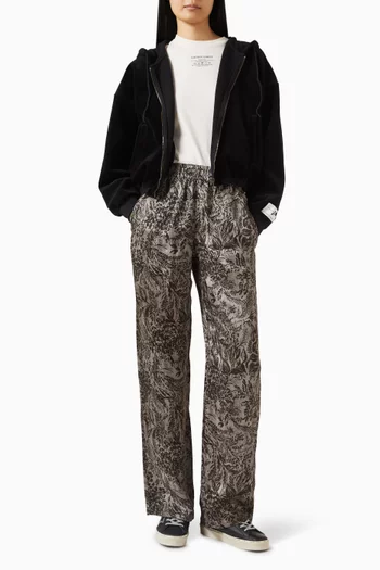 Botanical-print Pants in Viscose-twill
